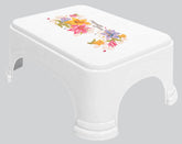 Heart Home Printed 4 Pieces Unbreakable Virgin Plastic Multipurpose Mug, Stool, Dustbin & Tub Set (White)